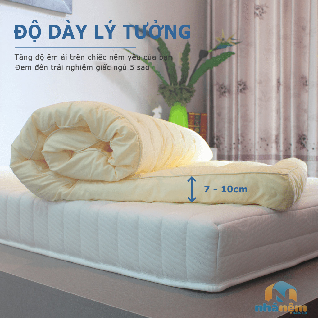 Nệm Topper Hoàng Gia Edena Dày 10cm - Tiêu Chuẩn Khách Sạn 5 Sao - Hàng Chính Hãng