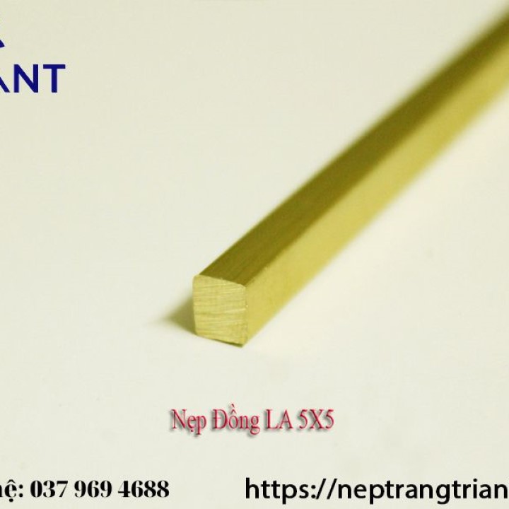 Nẹp đồng la 5x5, nẹp la đồng, lập là đồng, thanh la đồng, thanh dài 3m