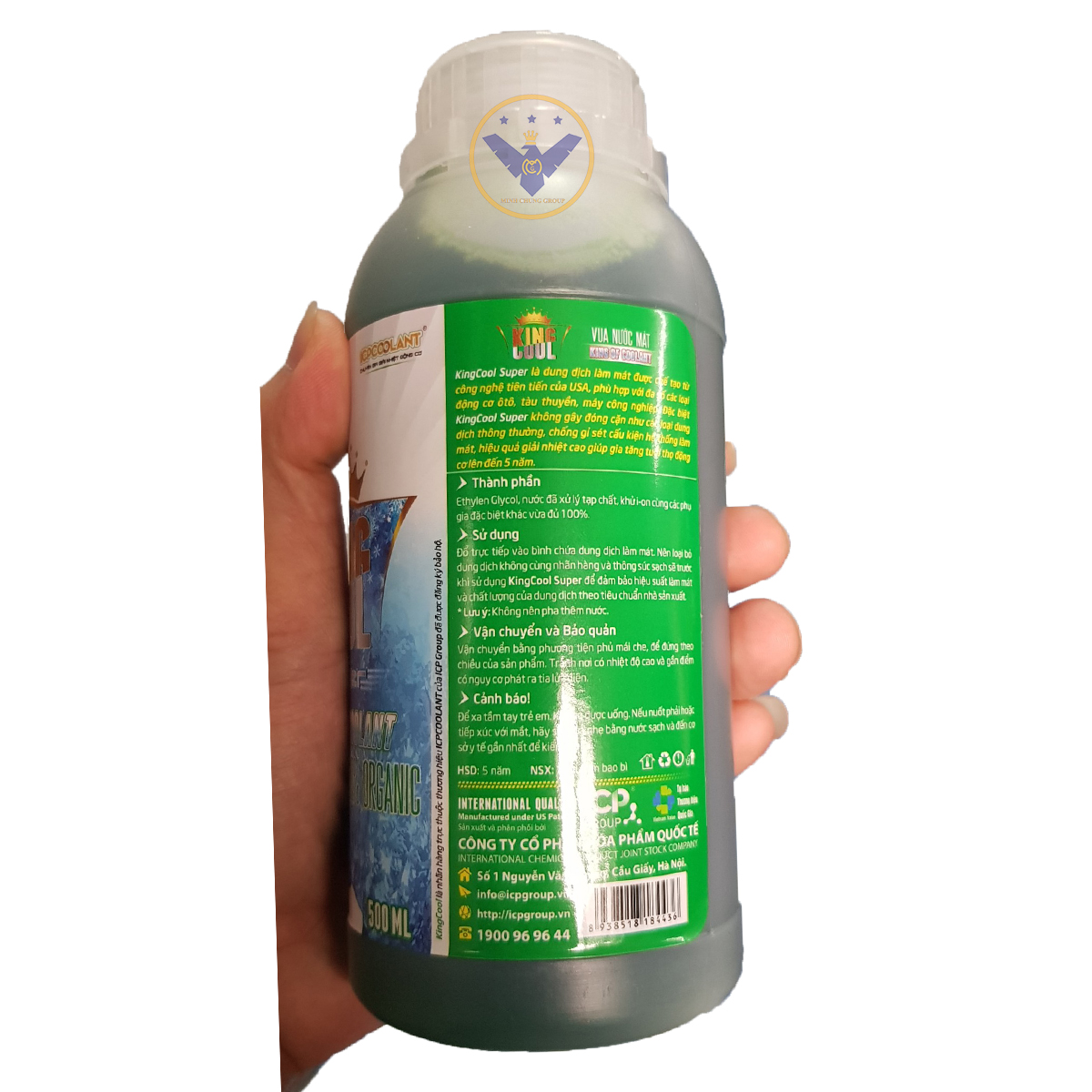 Nước làm mát động cơ xe ô tô màu xanh cao cấp KINGCOOL SUPER can 4L tặng lon 500ml