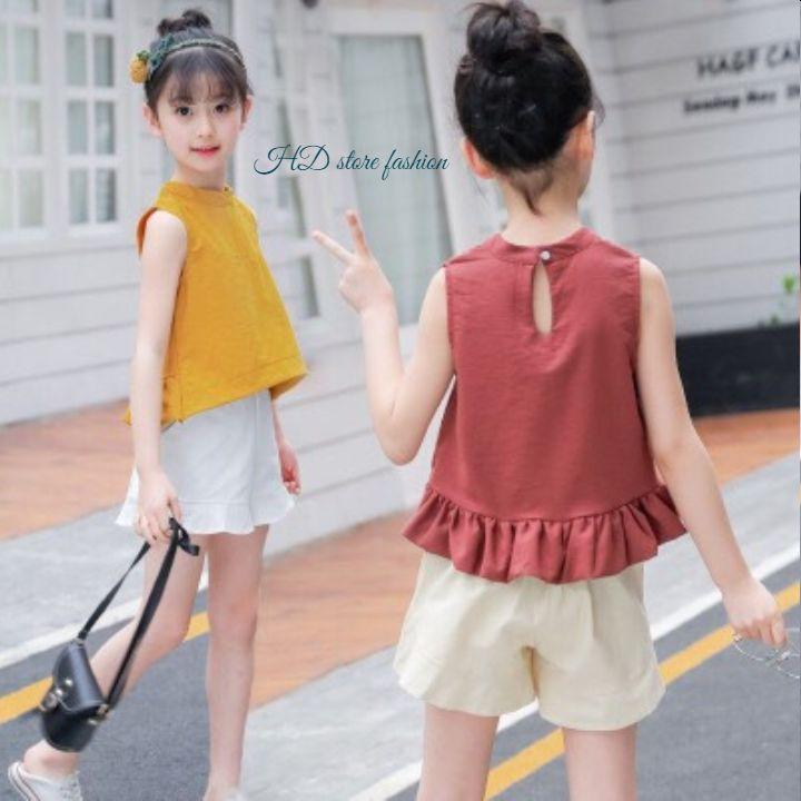 Đồ bộ cộc tay cho bé gái mặc nhà set bé gái Hàn Quốc thoáng mát mặc hè 0050