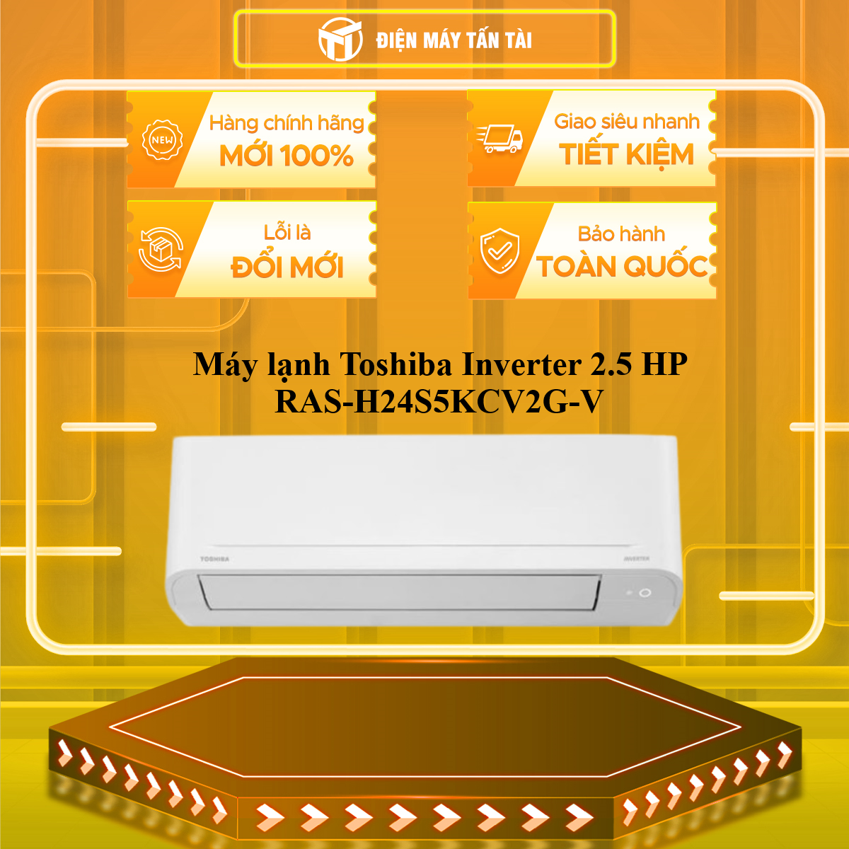 Máy lạnh Toshiba Inverter 2.5 HP RAS-H24S5KCV2G-V  - HÀNG CHÍNH HÃNG - CHỈ GIAO HCM