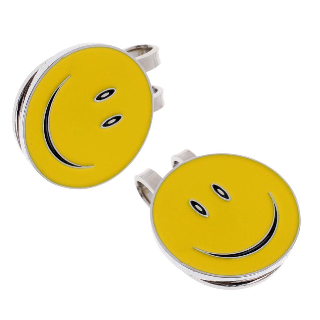 2 Pieces Smile Face Magnetic Hat Clip Golf Ball Marker For Golf Cap Visor