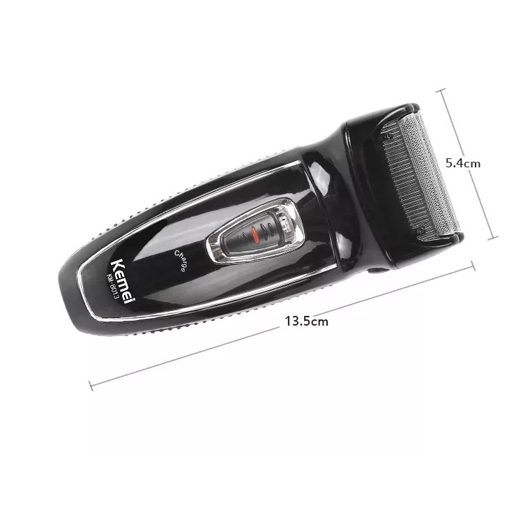 Máy cạo râu 2 lưỡi Kemei KM, thiết kế hiện đại, nhỏ gọn, với trọng lượng chỉ khoảng 350g.