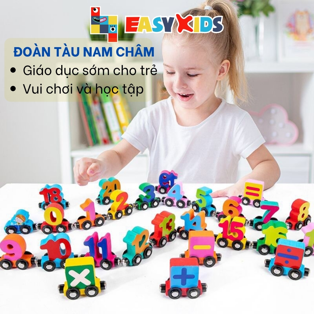 Đoàn Tàu Nam Châm Bảng Chữ Cái Chữ Số , Đồ Chơi Giáo Dục Giúp Bé Học Số Đếm, Chữ Cái