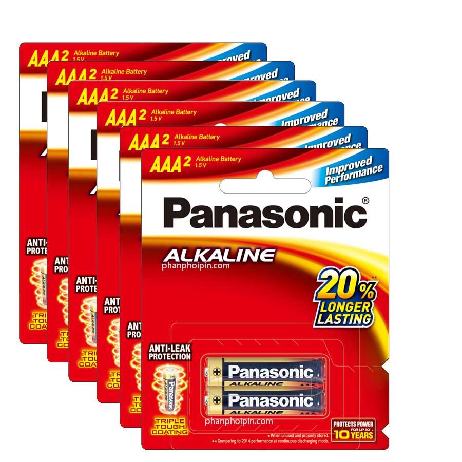 Bộ 6 vỉ pin AAA Kiềm Alkaline Panasonic LR03T/2B x6