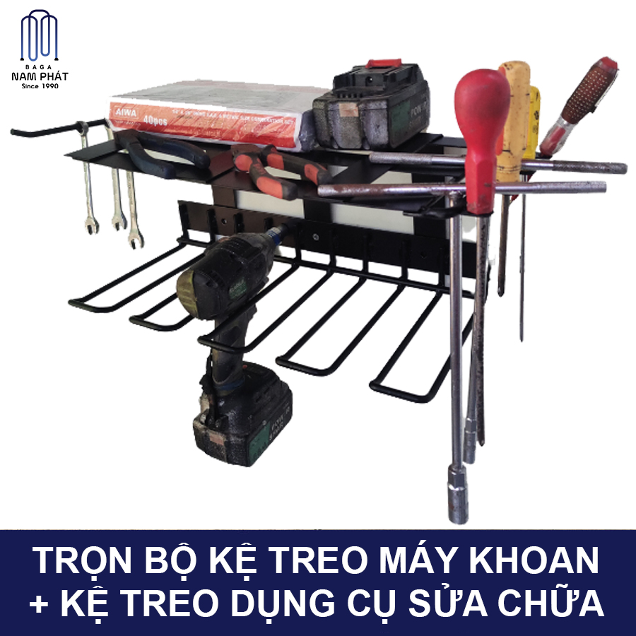 Trọn bộ kệ treo máy khoan, Kệ treo dụng cụ sửa chữa thiết bị pin máy khoan cho thợ DIY