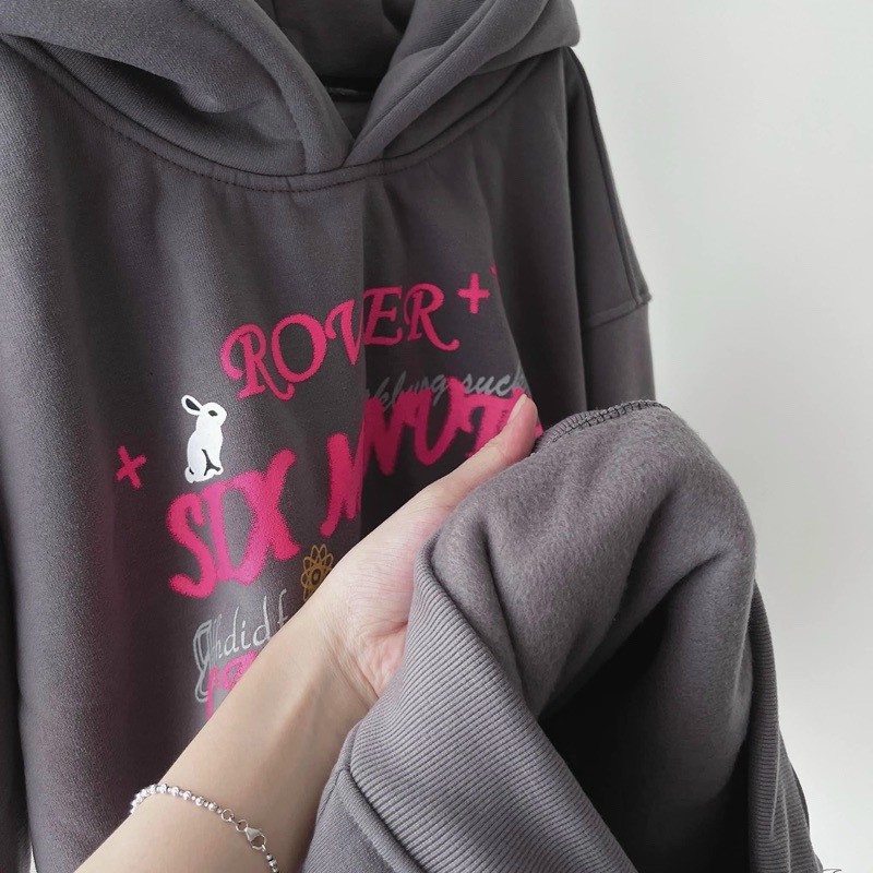 (Mẫu Mới Hot Trend) Áo Hoodie In Chữ SIX MINUTES Tay Dài Form Rộng Vải Nỉ Lót Bông