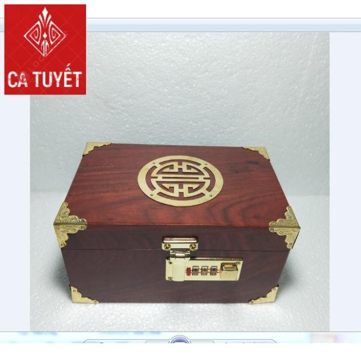 HỘP ĐỰNG TRANG SỨC, HỘP ĐỰNG CON DẤU GỖ HƯƠNG SIZE 19cm KHÓA MÃ SỐ - ẢNH THẬT