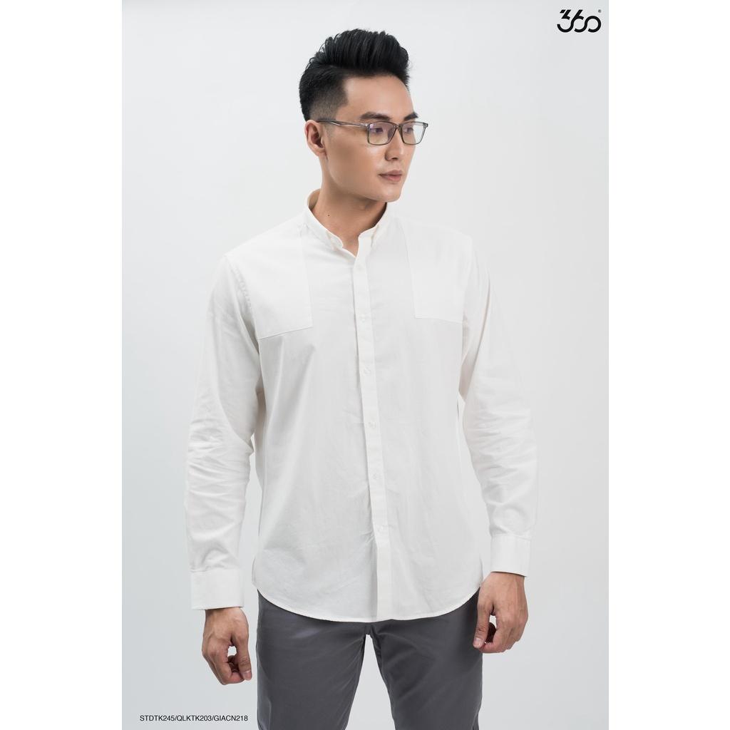 Áo sơ mi dài tay cổ tàu local brand 360 Boutique chất vải cotton 3 màu basic - STDTK245