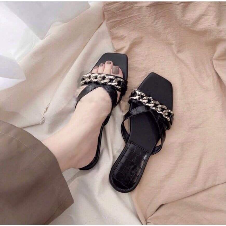 DÉP NỮ THỜI TRANG SIÊU XINH QUAI NGANG ĐÍNH XÍCH SHU STORE