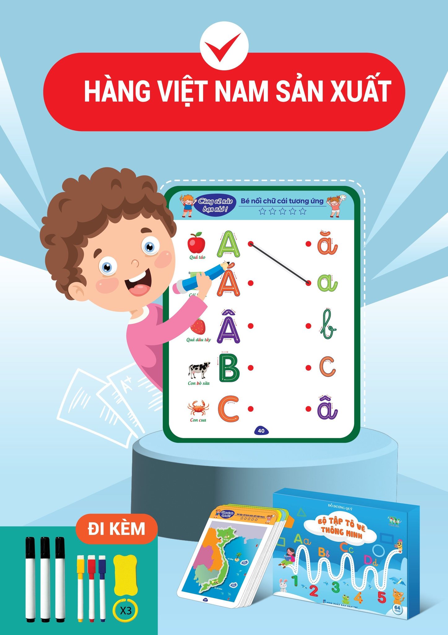 Sách tập tô - Bộ Tập Tô Vẽ Thông Minh Xoá Được cho bé từ 2 tuổi. Đồ Chơi Giáo Dục Toàn Diện Cho Bé