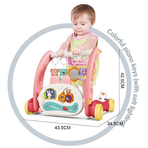 Thảm Đạp Nhạc, Thảm Nhạc Cho Bé Nằm Chơi, Kiêm Xe Tập Đi 3in1, Có Nhạc Piano, Dành Cho Bé Từ 0-12 Tháng