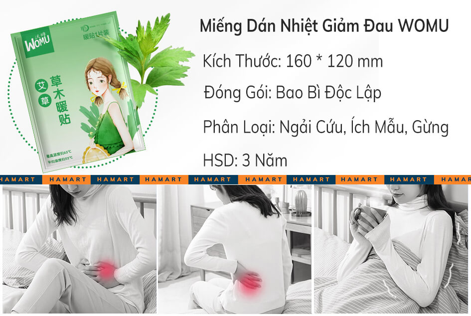 COMBO 3 Miếng Dán Giảm Đau Bụng Kinh Hamart Chườm Nóng Giữ Nhiệt Cơ Thể Thảo Dược Thiên Nhiên 3 Vị