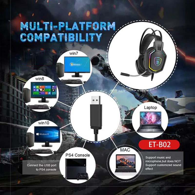 Tai Nghe Gaming Chụp Đầu Chơi Game, Nghe Nhạc ET - B02 Chính Hãng Earldom, Tai Nghe Kết Nối Qua Dây Chân USB, Có Micro- Hàng nhập khẩu