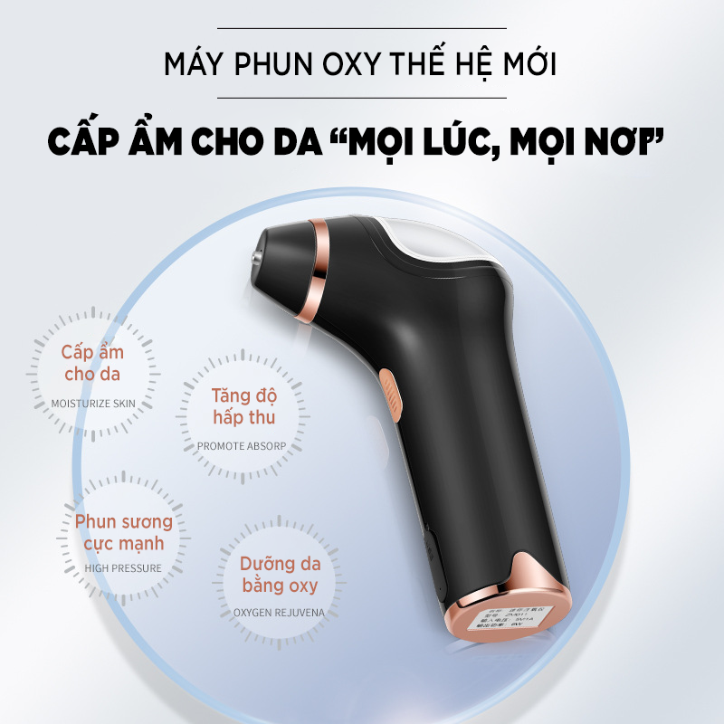 Máy Xịt Khoáng AKJ, Máy Phun Oxy Tươi Phun Sương Cầm Tay Mini Công Nghệ Nano Áp Suất Cao Cấp Ẩm Phun Dưỡng Chất Cho Da