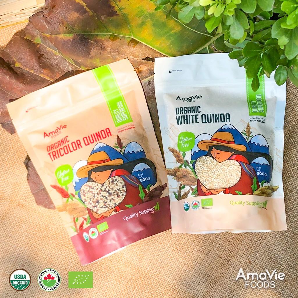 Hạt diêm mạch quinoa hữu cơ Amavie Foods 500g (diêm mạch trắng/ diêm mạch đỏ/ diêm mạch đen/ diêm mạch 3 màu)