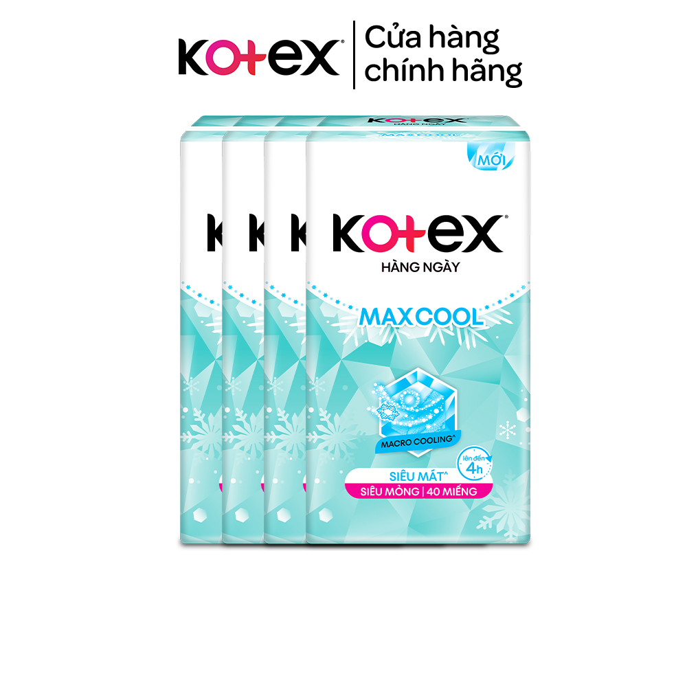 Combo 4 gói băng vệ sinh Kotex Maxcool hằng ngày kháng khuẩn 40 miếng