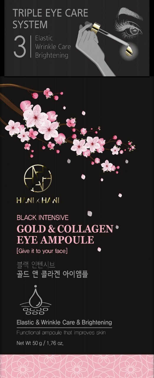 Ampoule Làm Mờ Nếp Nhăn Vùng Mắt và Phục Hồi Da tinh chất Collagen Hani x Hani 50G/ Hani x Hani Black Intensive Gold Collagen Eye Ampoule For Face