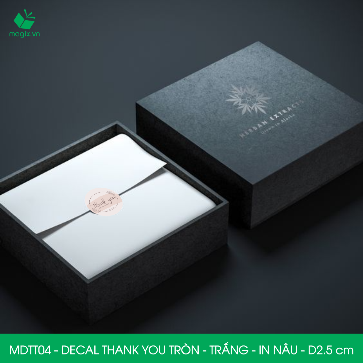 MDTT04 - D2.5cm - 50 Sticker Thank you, decal Thank you tròn dán hộp carton, tem cám ơn, nhãn dán cảm ơn trang trí gói hàng