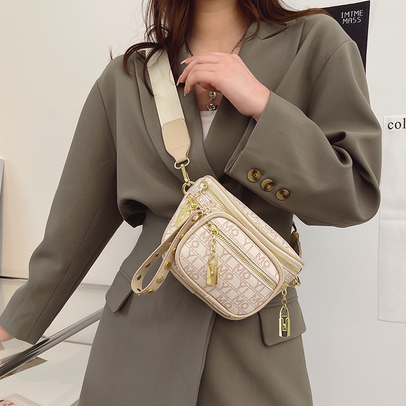 Túi đeo hông nữ da PU cao cấp sức chứa lớn nhiều ngăn tiện dụng họa tiết vintage thời trang trung niên đẹp 1015