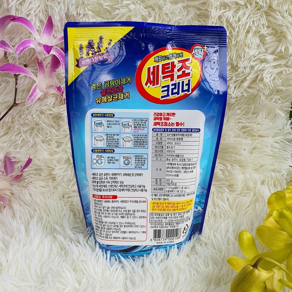 Bột Tẩy Lồng Máy Giặt Hàn Quốc Siêu Sạch - Gói 450g - Phù hợp máy lồng ngang, lồng đứng