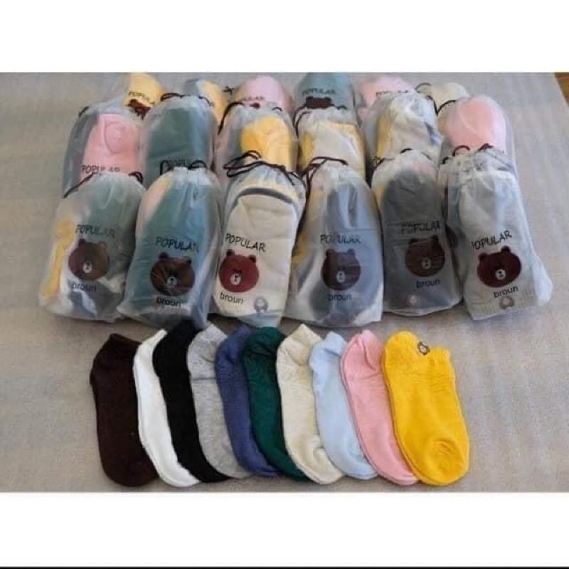 Set 10 đôi tất gấu cổ ngắn người lớn