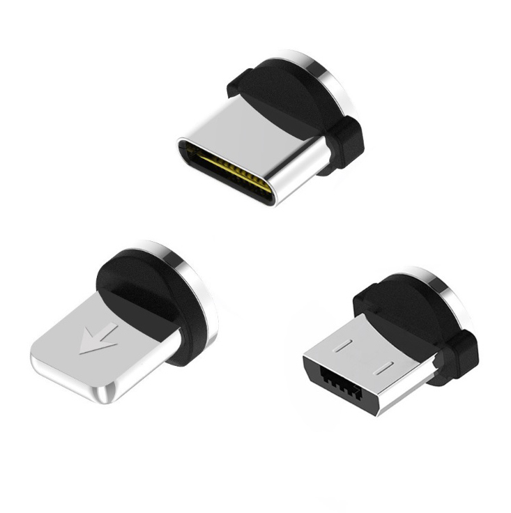 Dây sạc điện thoại phát sáng - Kèm 3 đầu sạc nam châm (MicroUSB - TypeC - Lightning) - Màu ngẫu nhiên