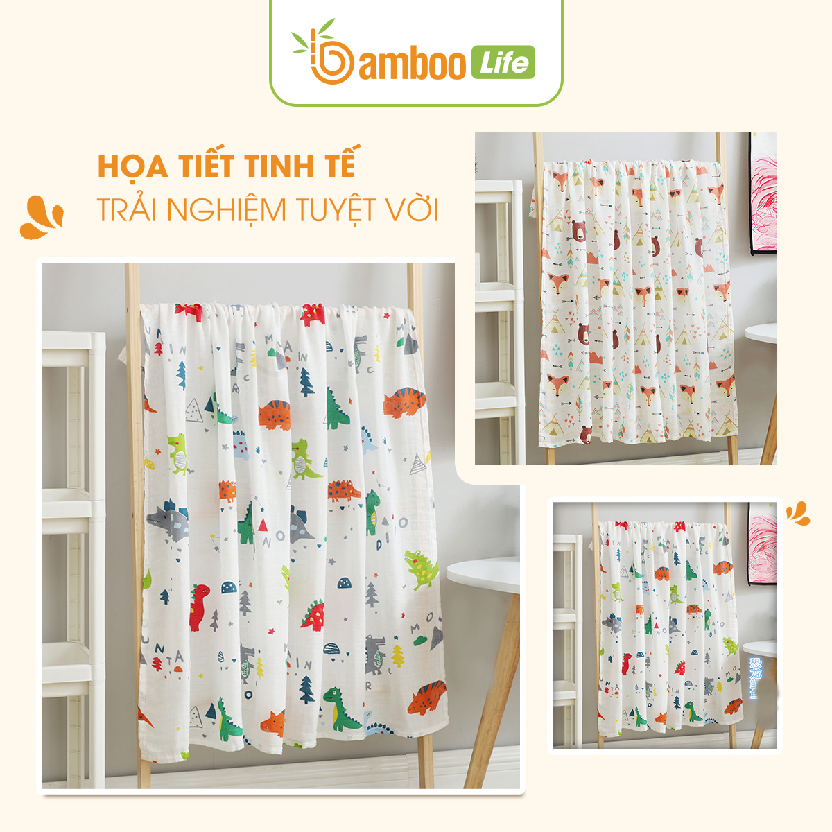 Khăn tắm cho bé từ sợi tre thiên nhiên Bamboo Life BL054 Khăn tắm cho trẻ sơ sinh mềm mại kháng khuẩn an toàn cho làn da bé