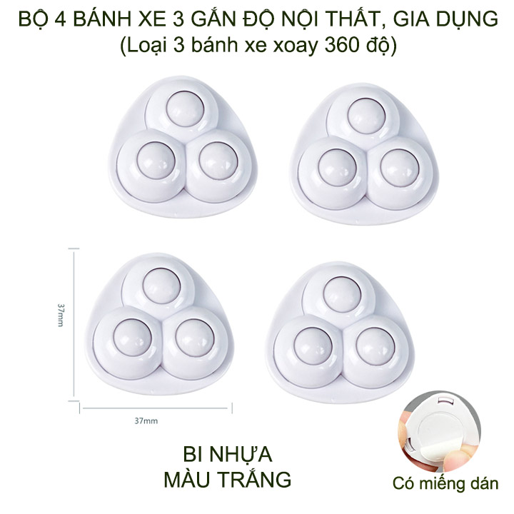 Combo 4 bánh xe mini 3 gắn thùng giác, đồ vật đa năng tiện dụng giúp dễ dàng di chuyển
