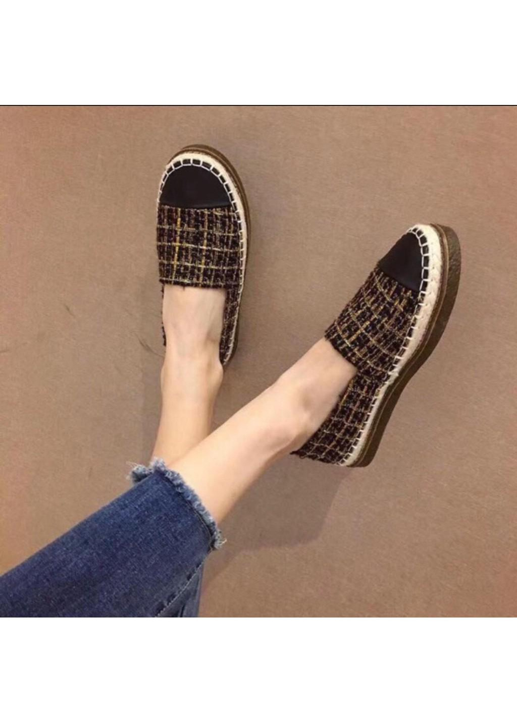 Giày lười slip on nữ vải dạ phối da xinh xắn
