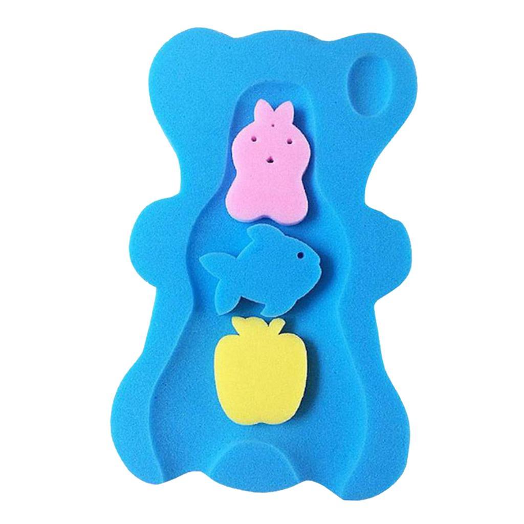 3pcs Cute Bath Sponge Infant Bath Cushion Comfy And Skid Proof Bathing Mat