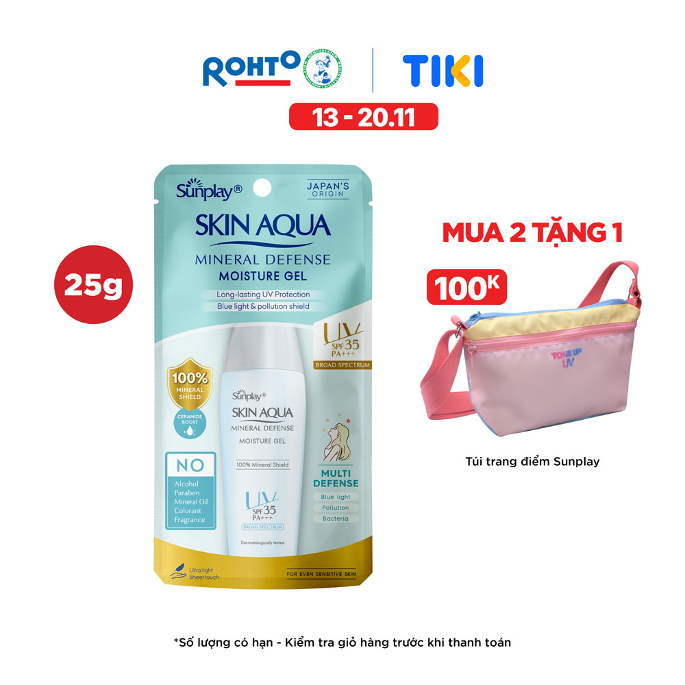 Gel chống nắng vật lý bảo vệ da dưỡng ẩm Sunplay Skin Aqua Mineral Defense Moisture Gel SPF 50+, PA++++ (25g)