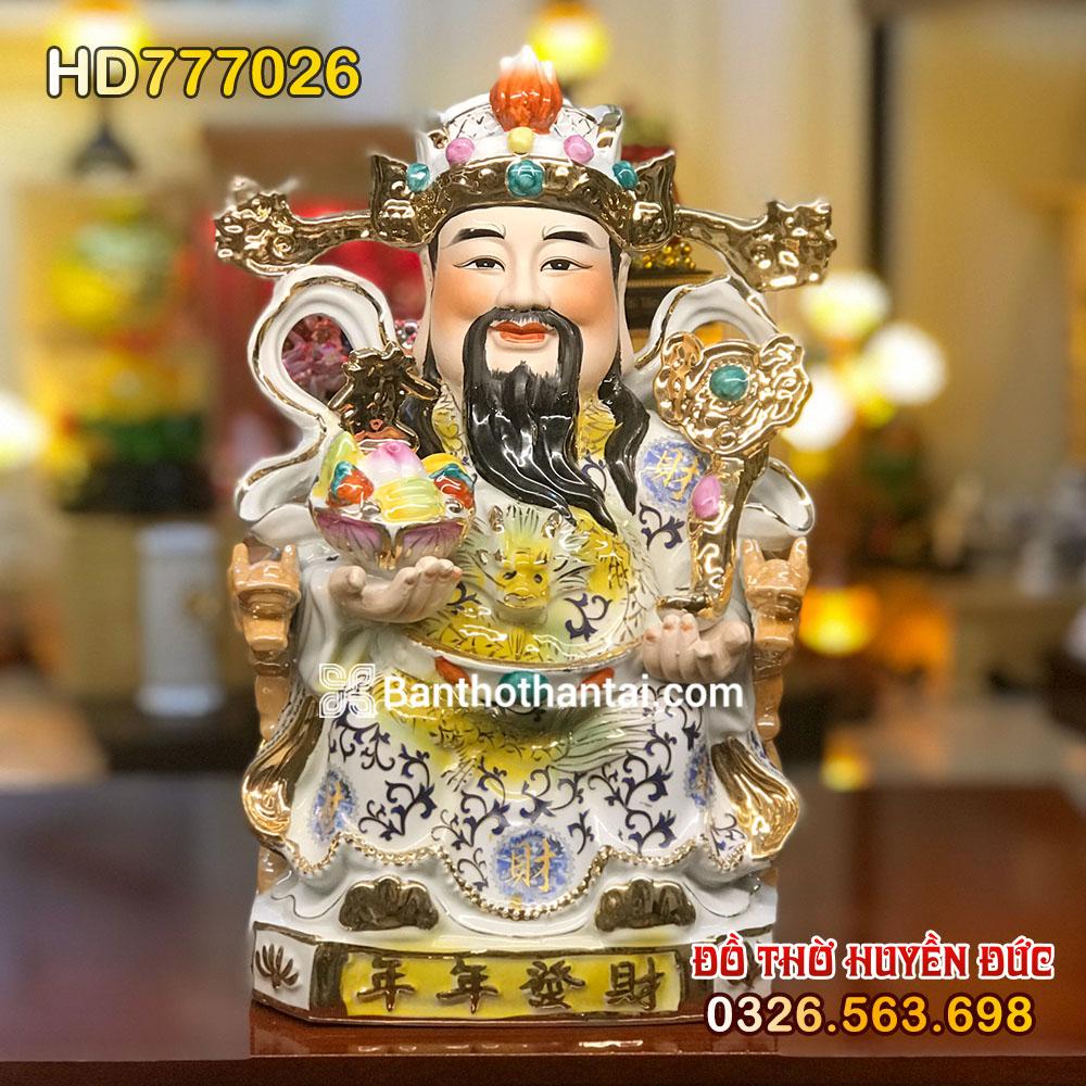 Tượng Thần Tiền bằng Sứ gấm xanh HD777026