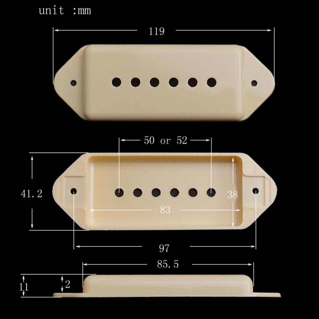 2X P-90 Guitar Pickup Covers Neck Bridge 50mm 52mm Pole Spacing for Guitar