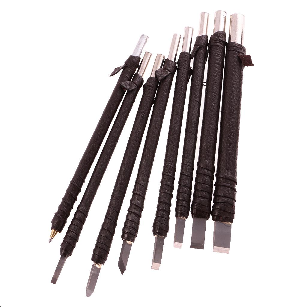 Set of 8  Stone Wood Carving Seal Engraving Set Hobby Craft Tool