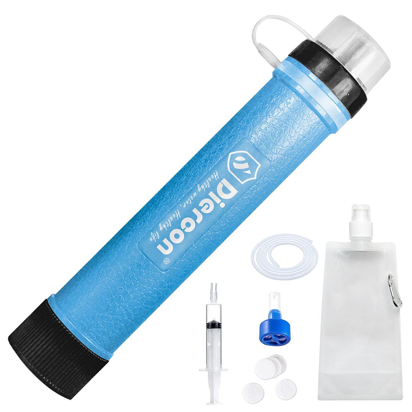 Personal Water Filter Straw 3-Stage Filtration Portable Gear for Drinking Camping Hiking Hunting and Emergency Survival