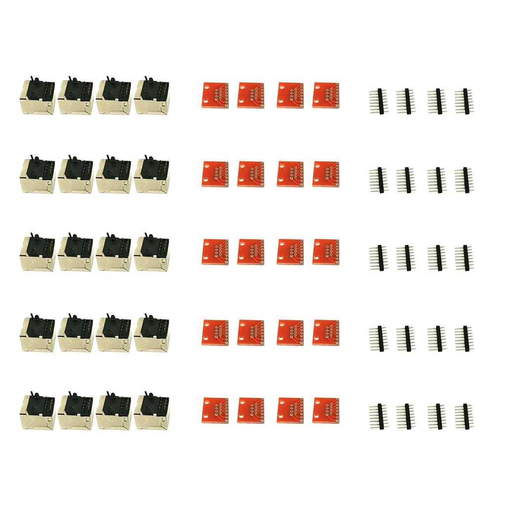 20x 8P8C Connector Breakout Module Components Set Kit for Ethernet