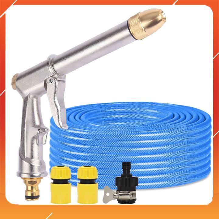 Vòi nước vòi phun nước rửa xe tưới cây tăng áp thông minh + bộ dây bơm nước cao cấp TLG 206810 đầu đồng,nối đen