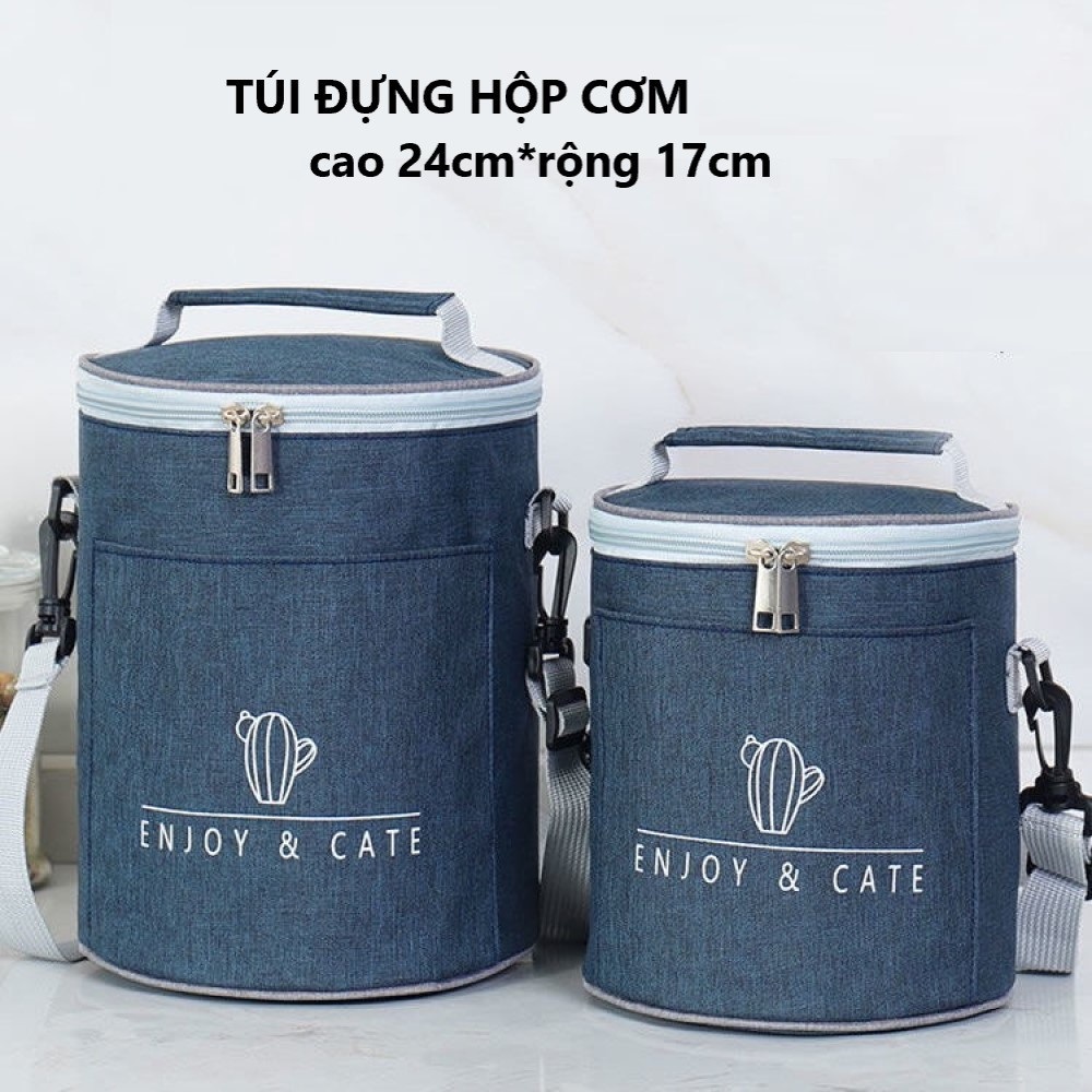 Túi đựng hộp cơm giữ nhiệt cao cấp hình trụ - tráng bạc diệt khuẩn - có quai đeo - chính hãng dododios