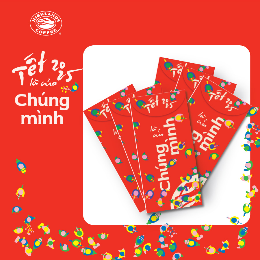 Bộ 6 bao lì xì Highlands may mắn