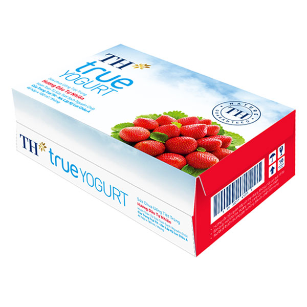 Thùng Sữa Chua Uống Tiệt Trùng Hương Dâu Tự Nhiên TH True Yogurt (180ml x 48 Hộp)