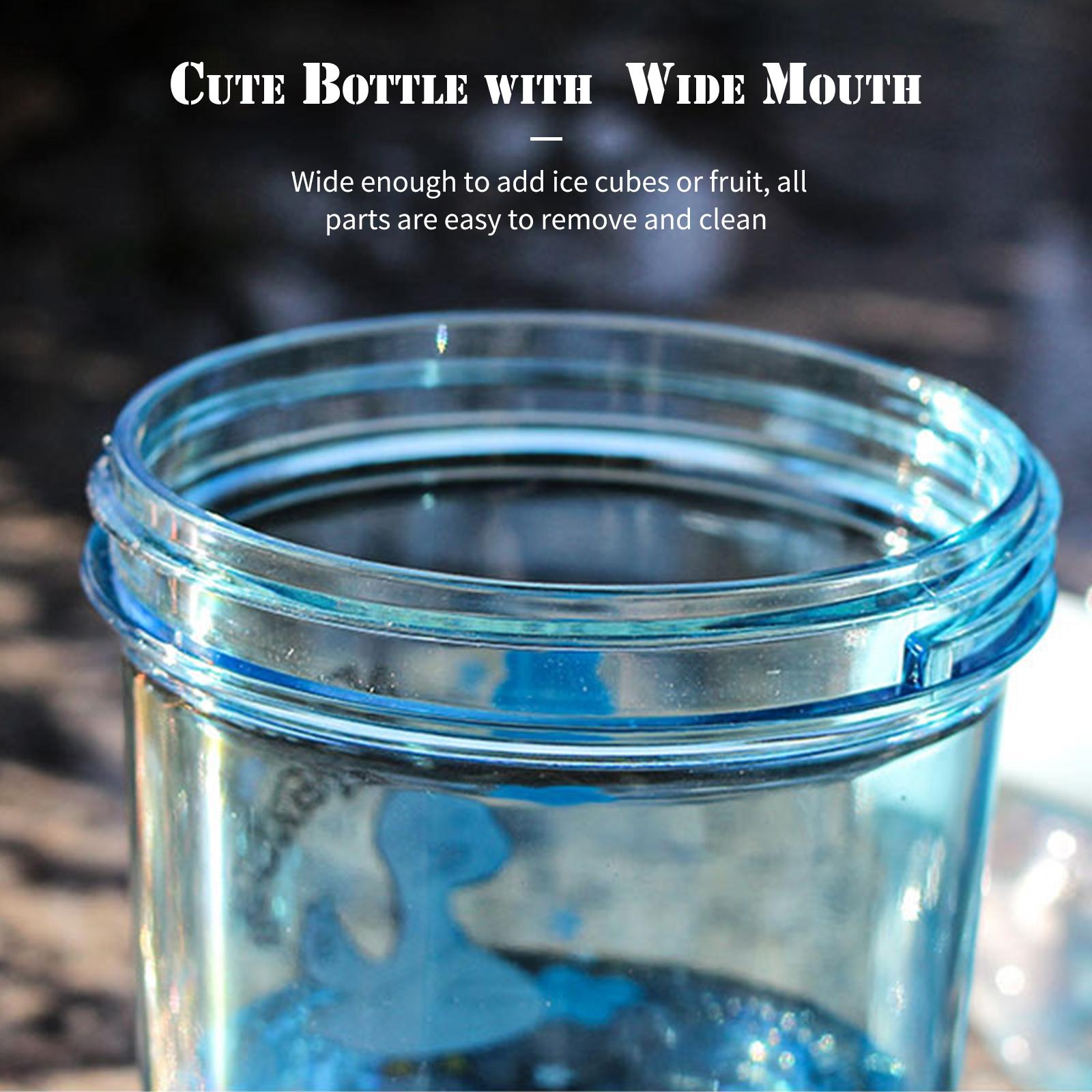390mL Cute Water Bottle with Straw Leak Proof Coffee Bottle Juice Mix Cup Reusable & BPA Free Juice Bottles