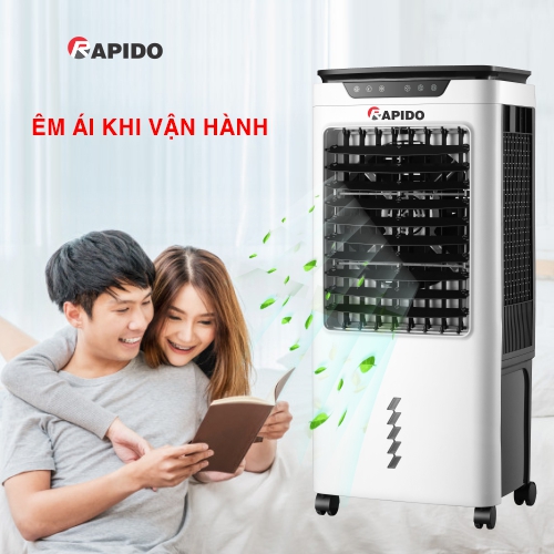 Quạt điều hòa không khí Rapido TURBO 6000D (Điều khiển từ xa) (Có thể lắp thêm tấm lọc nano) - Hàng Chính Hãng