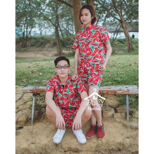 Bộ dưa đỏ chất liệu kate thái, hình ảnh thật