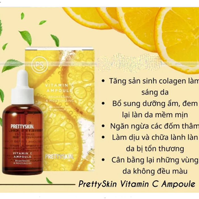 Tinh chất Pretty Skin Vitamin C Ampoule làm đều màu da, dưỡng sáng cấp ẩm 50ml