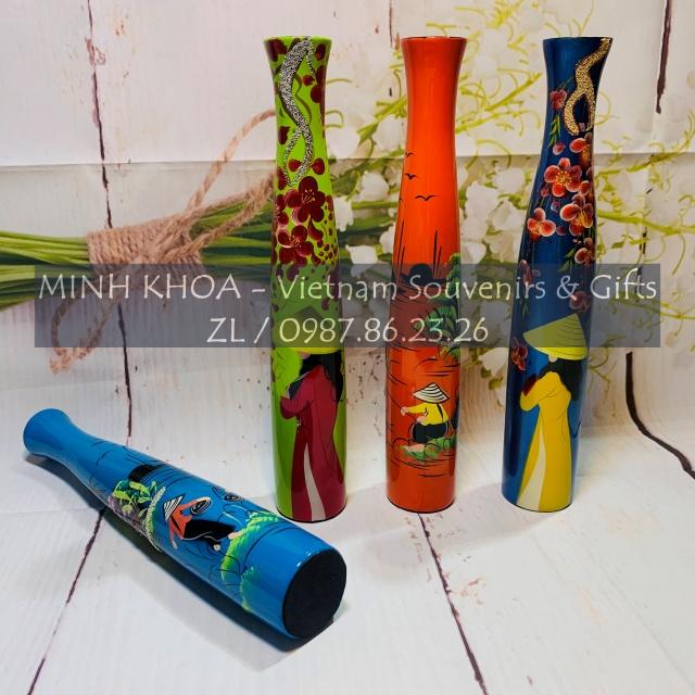 Lọ Hoa Chai Sơn Mài Hoa Đào 30 Cm - Vietnamese Lacquer Vase