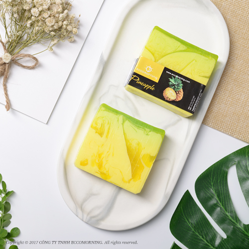 Xà Bông Thiên Nhiên Handmade eccomorning Hình Vuông Hương Dứa – Pineapple Soap