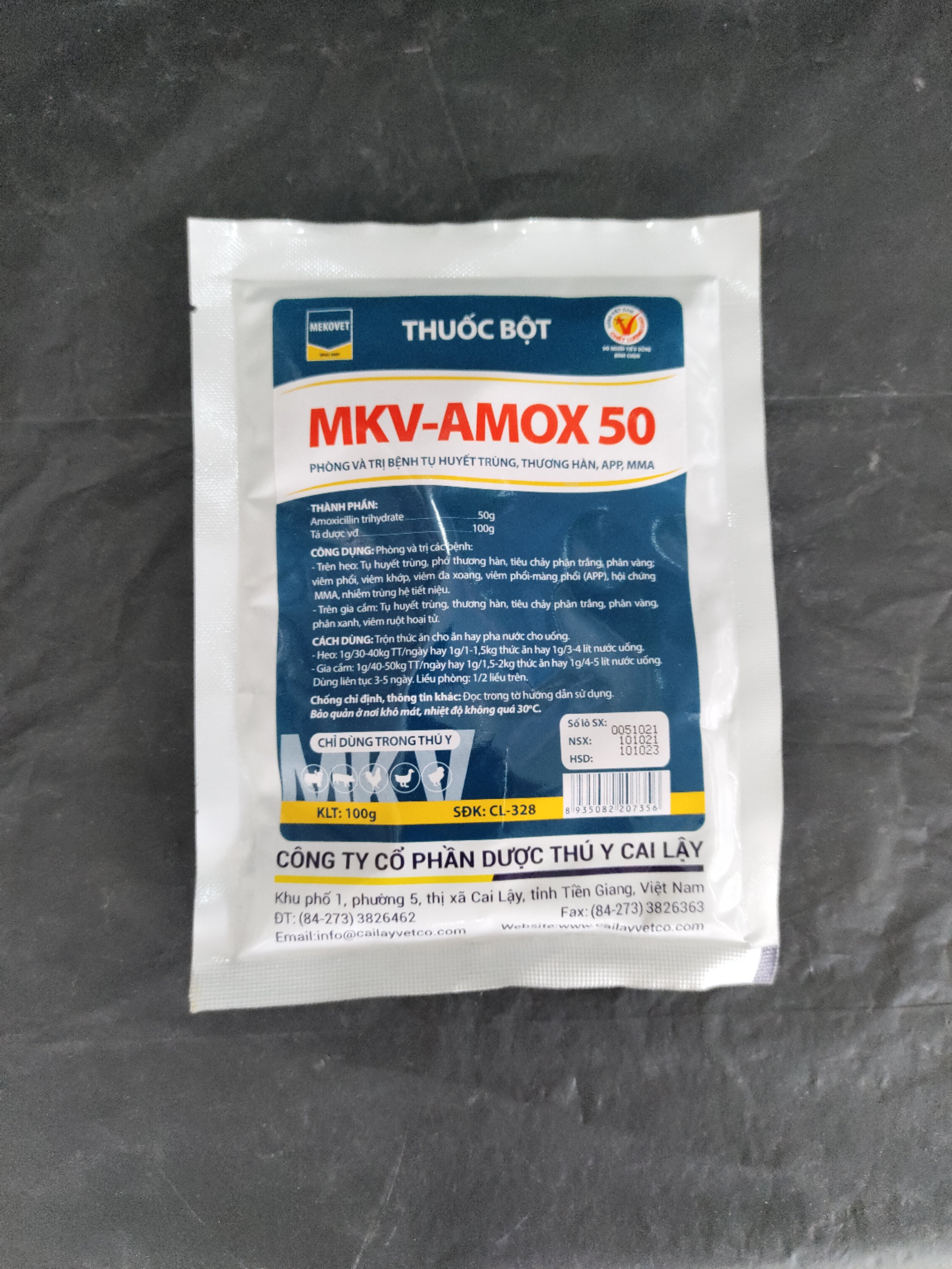 Thuốc bột MKV-AMOX50 Phòng và chữa bệnh tụ huyết trùng thương hàn APP MMA