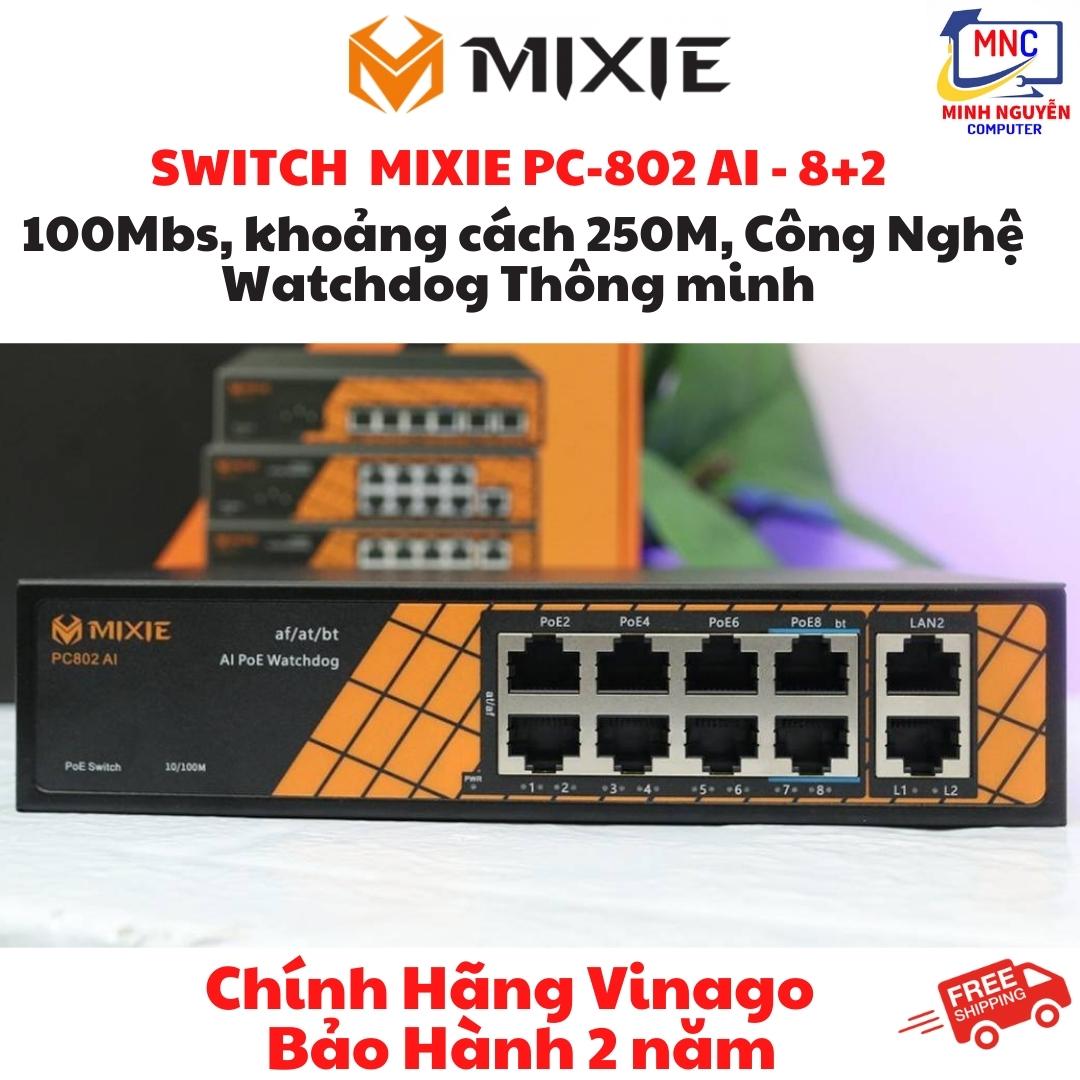 Switch Poe MIXE PC402-Mini gồm 4 cổng POE RJ45 10/100M và 2 cổng UPlink tốc độ 10/100m - Hàng Chính Hãng