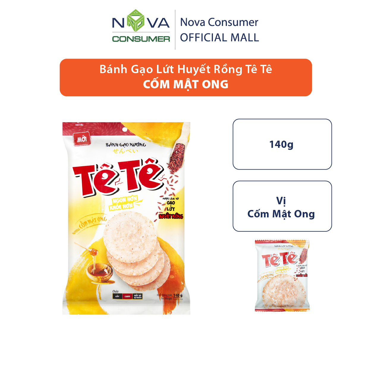 Bánh Gạo Lứt Huyết Rồng Tê Tê Cốm Mật Ong 140g